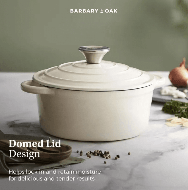 Hovedbilde Barbary & Oak Rund Støpejernsgryte Kremhvit 2 l