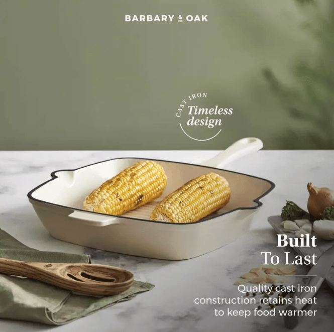 Hovedbilde Barbary & Oak Støpejern Grillpanne Kremhvit 26cm
