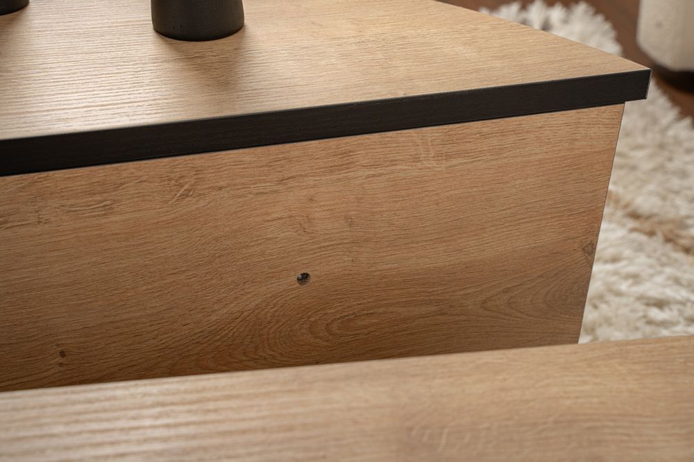 Nordure Orion sofabord – Honey Oak / svart