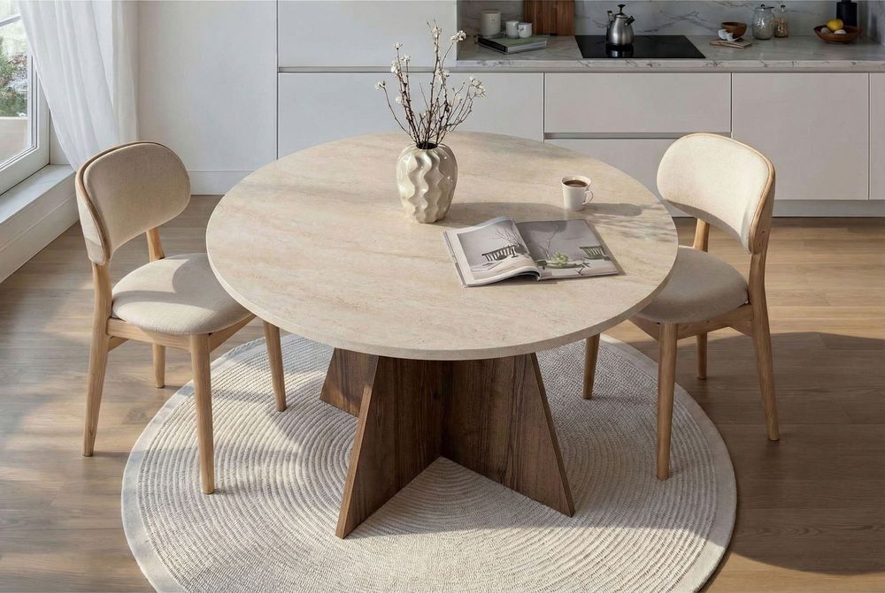 Nordure Virella spisebord – Travertine/Venezia Walnut