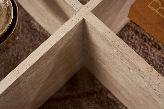 Hovedbilde Nordure Aeris sofabord – Travertine/transparent
