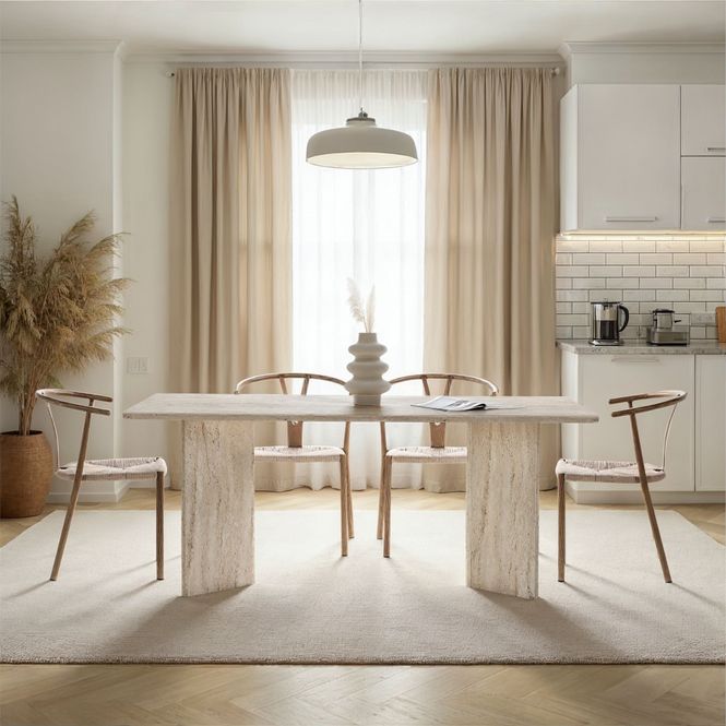 Hovedbilde Nordure Linza spisebord – Travertine
