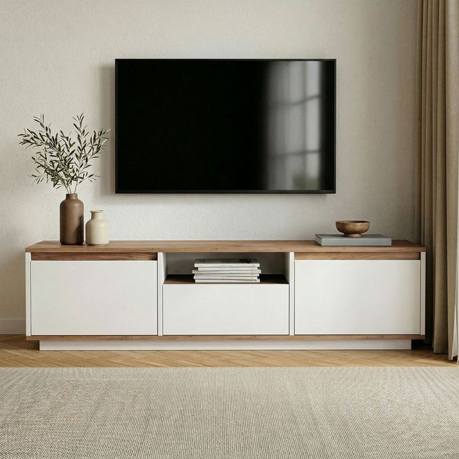 Hovedbilde Nordure Sentinel TV-benk – Atlantic Pine/hvit