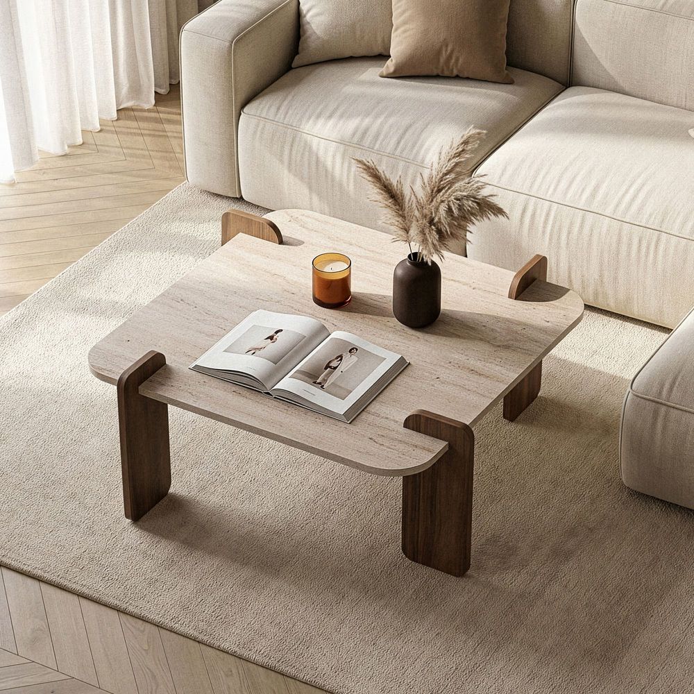 Nordure Marais sofabord – Travertine/Venezia Walnut
