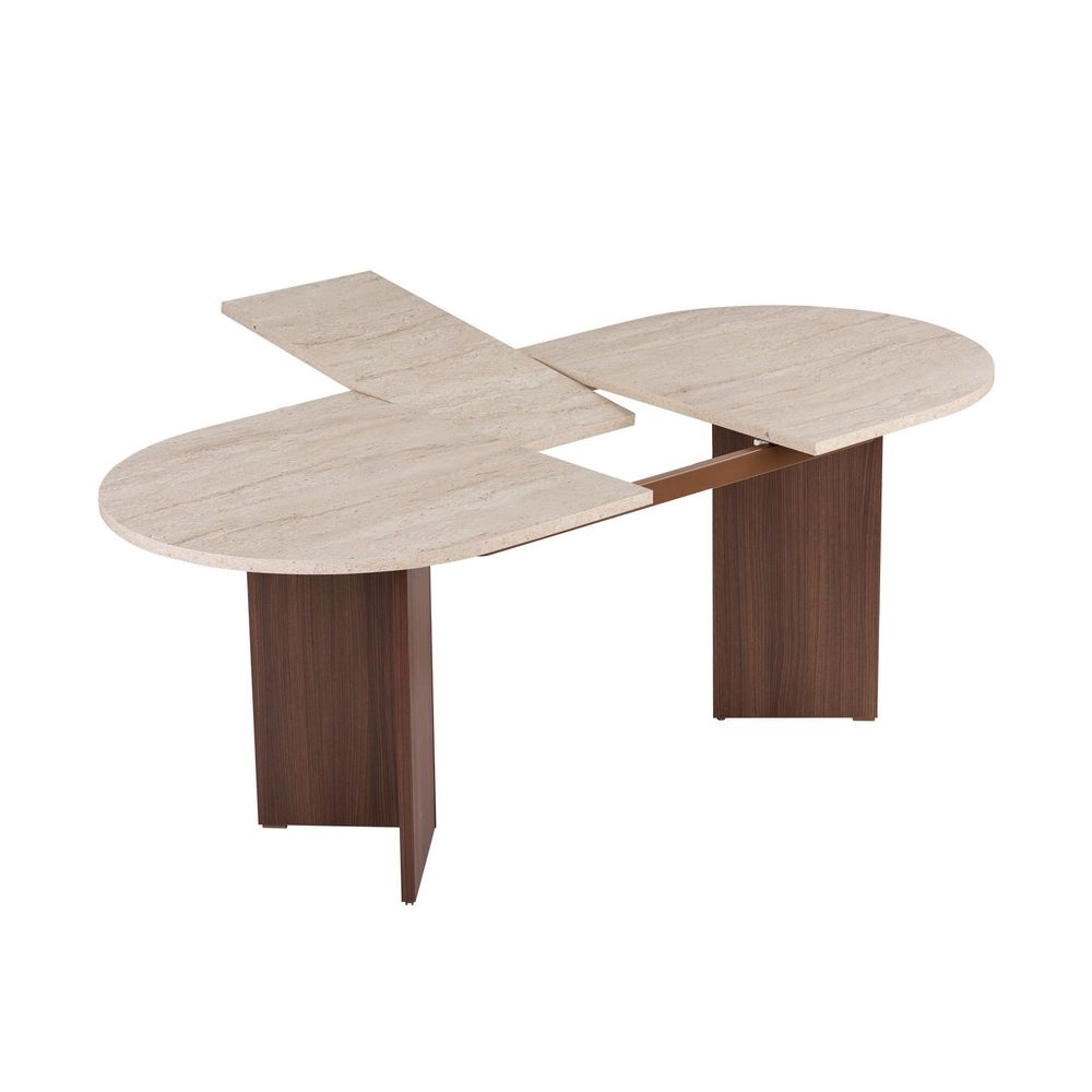 Nordure Sorell uttrekkbart spisebord – Travertine/Milano Walnut