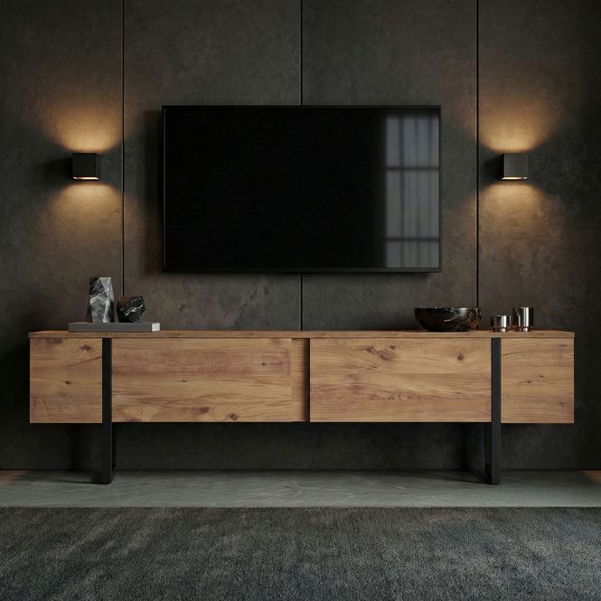 Hovedbilde Nordure Onera TV-benk – Atlantic Pine / svart