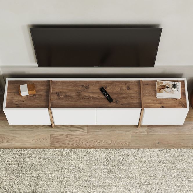 Hovedbilde Nordure Lowen TV-benk – hvit/Atlantic Pine