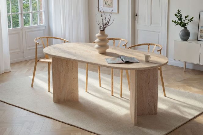 Hovedbilde Nordure Sablin spisebord – Travertine