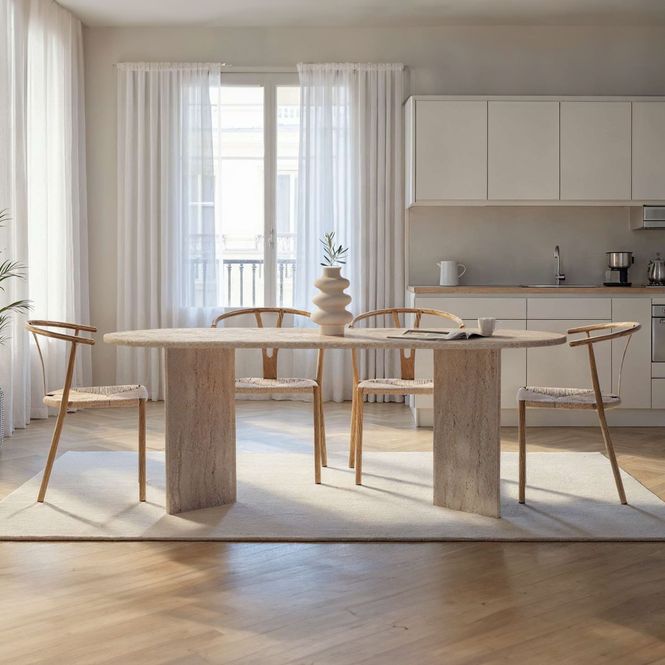 Hovedbilde Nordure Sabella spisebord – Travertine