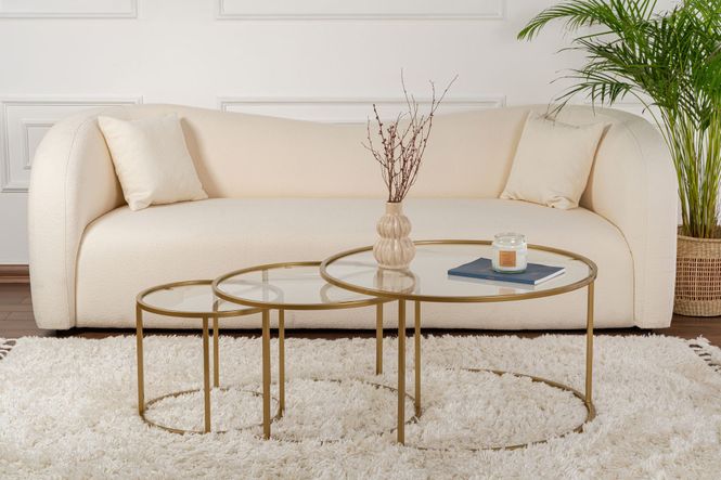 Hovedbilde Nordure Aurum sofabordsett – 80 / 60 / 42 / gull ...