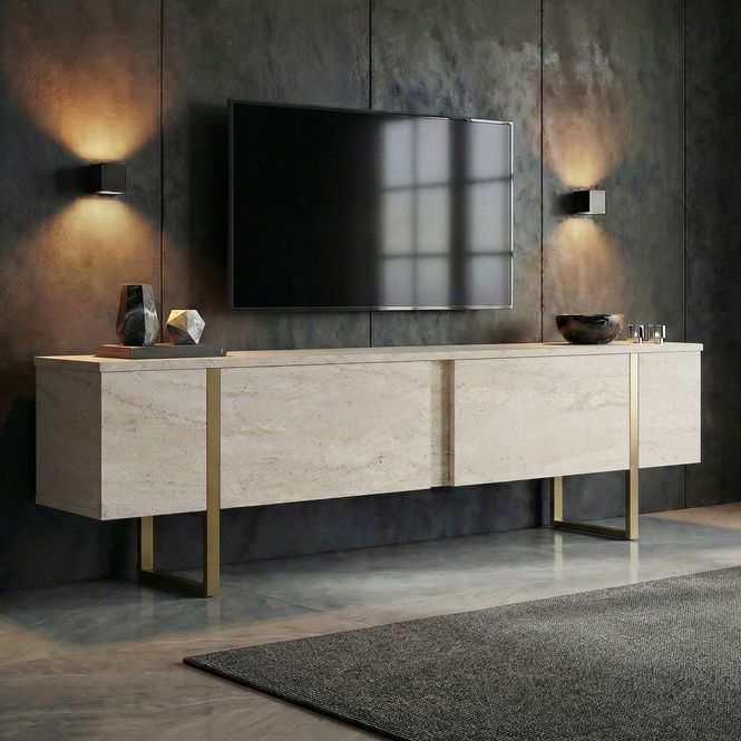 Hovedbilde Nordure Onera TV-benk – Travertine/gull