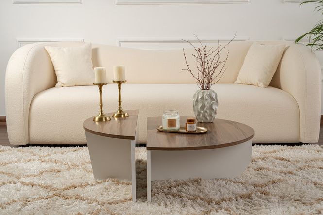 Hovedbilde Nordure Orion sofabord – Venezia Walnut / hvit