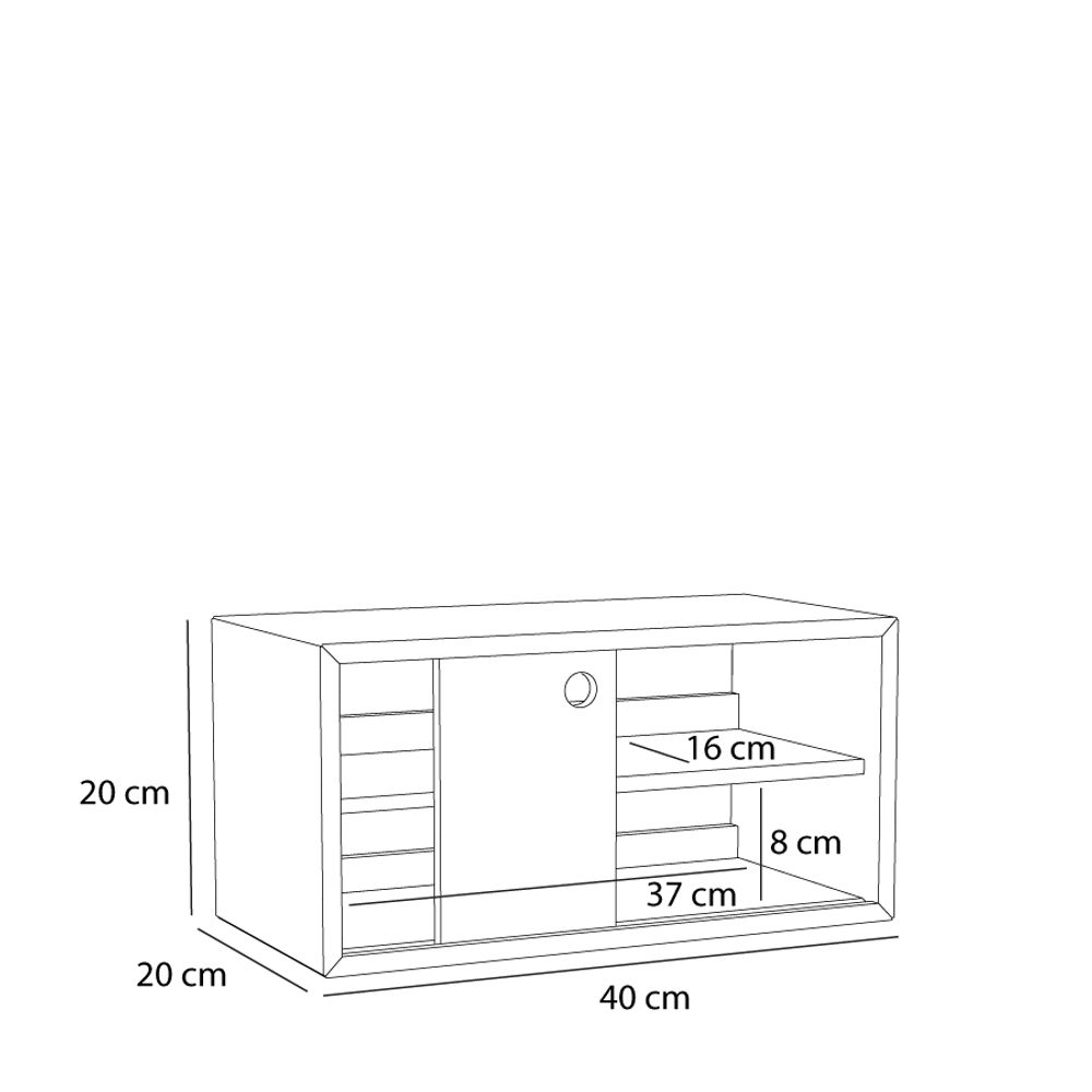 Hübsch Slide reol 40x20x20 cm – natur/rød