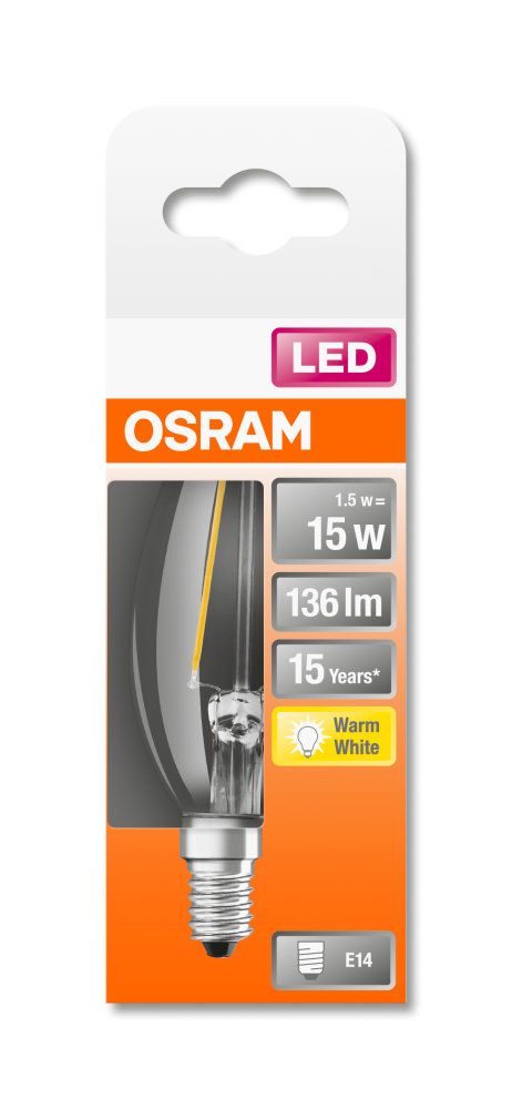 Osram Lyspære LED B15 E14, klar, Mignon