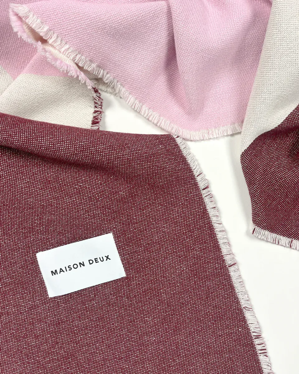 Maison Deux Check Bold Pledd Burgunder/Rosa
