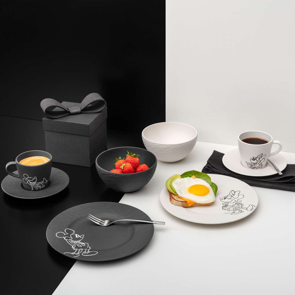 Villeroy & Boch Manufacture Rock Mikke Mus Kaffekopp med skål 2-pk