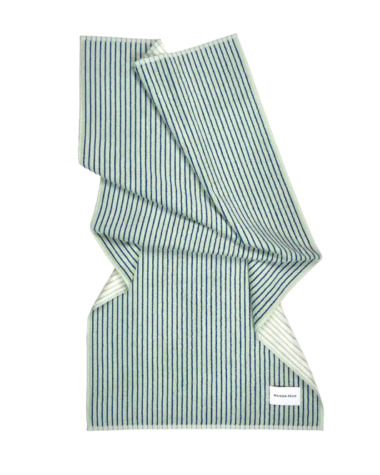 Hovedbilde Maison Deux Dual Stripe Badehåndkle Sage Cobalt ...