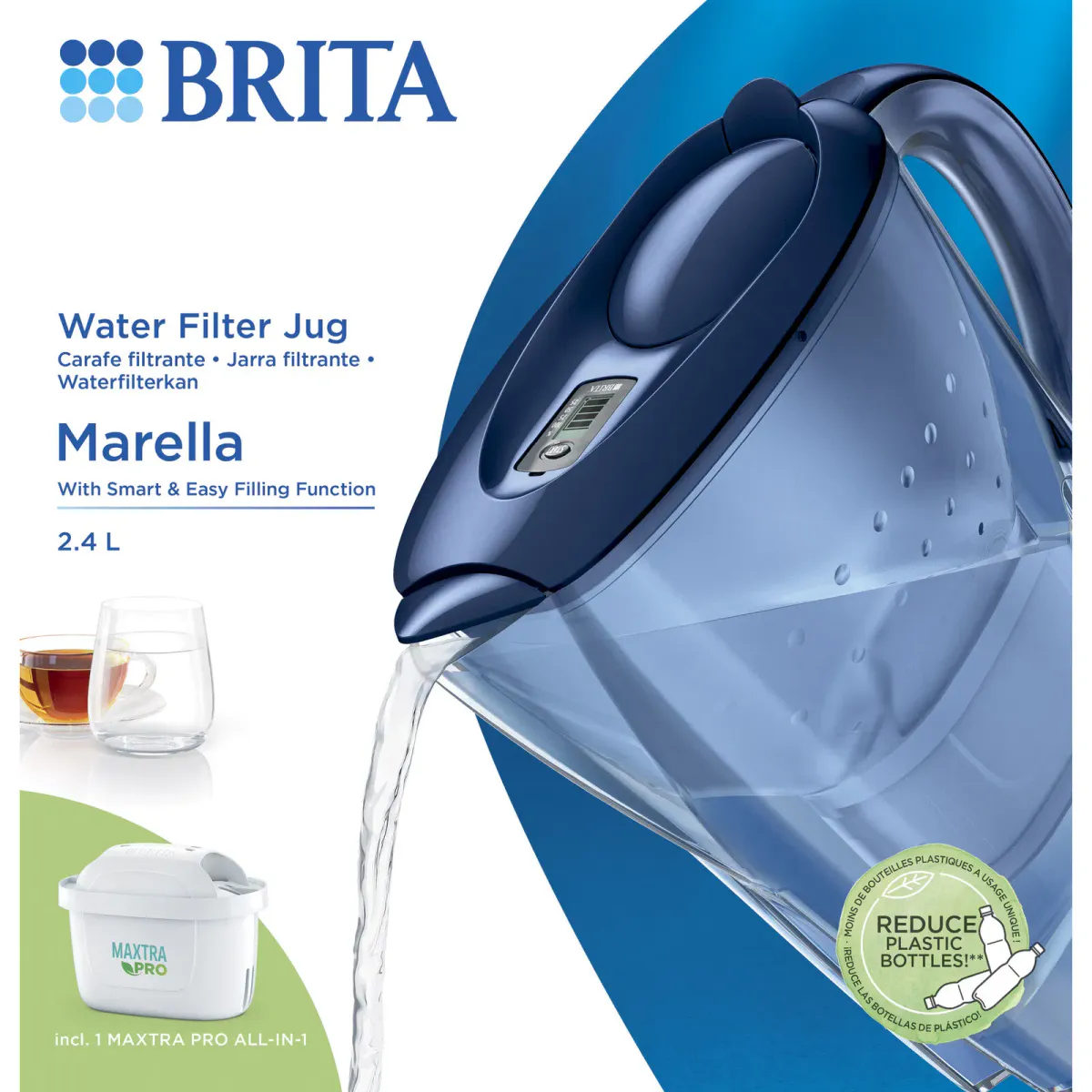 Brita Marella kanne med filter blå 2,4 l