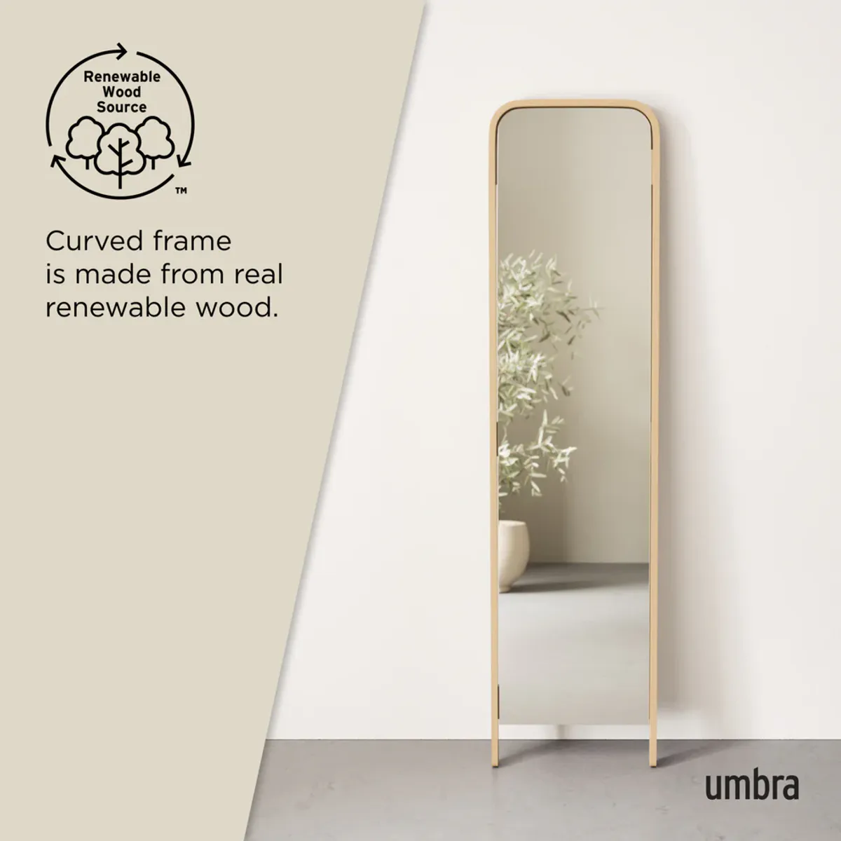 Umbra Bellwood Gulvspeil Natur