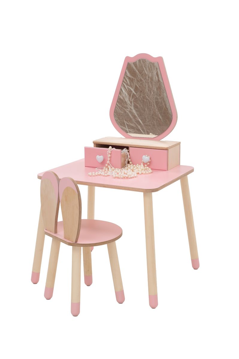 Prinsesse Tulipan Bord m/speil & Stol Flervalg