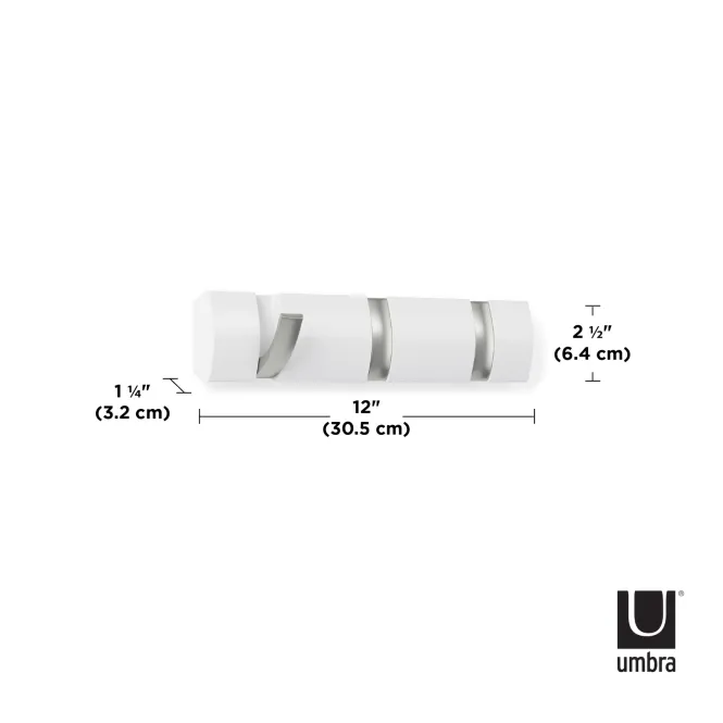 Hovedbilde Umbra Flip 3 Knaggrekke hvit nikkel
