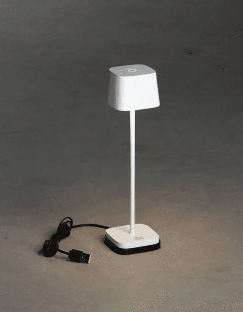 Trend Collection Capri bordlampe – oppladbar og dimbar, hvit 20,5 cm