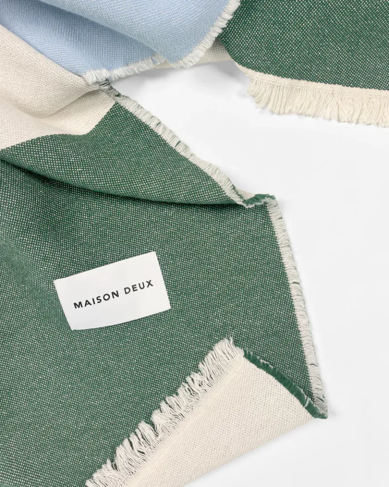 Maison Deux Check Bold Pledd Grønn/Blå