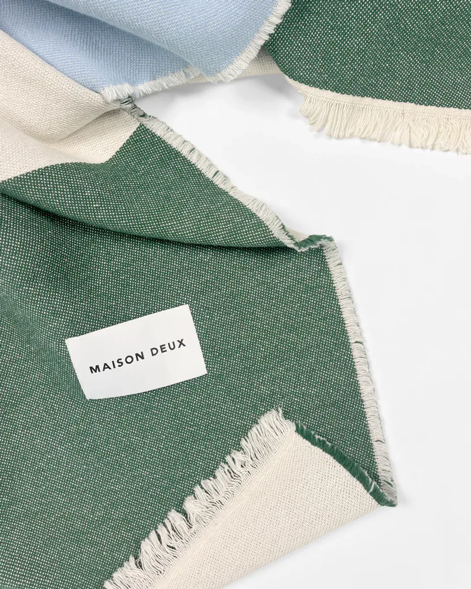Maison Deux Check Bold Pledd Grønn/Blå