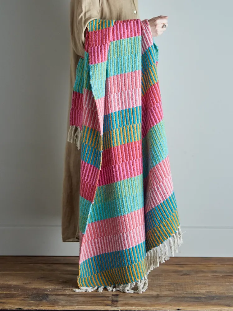 Bloomingville Isnel Pledd Rosa/Turkis 130x160 cm