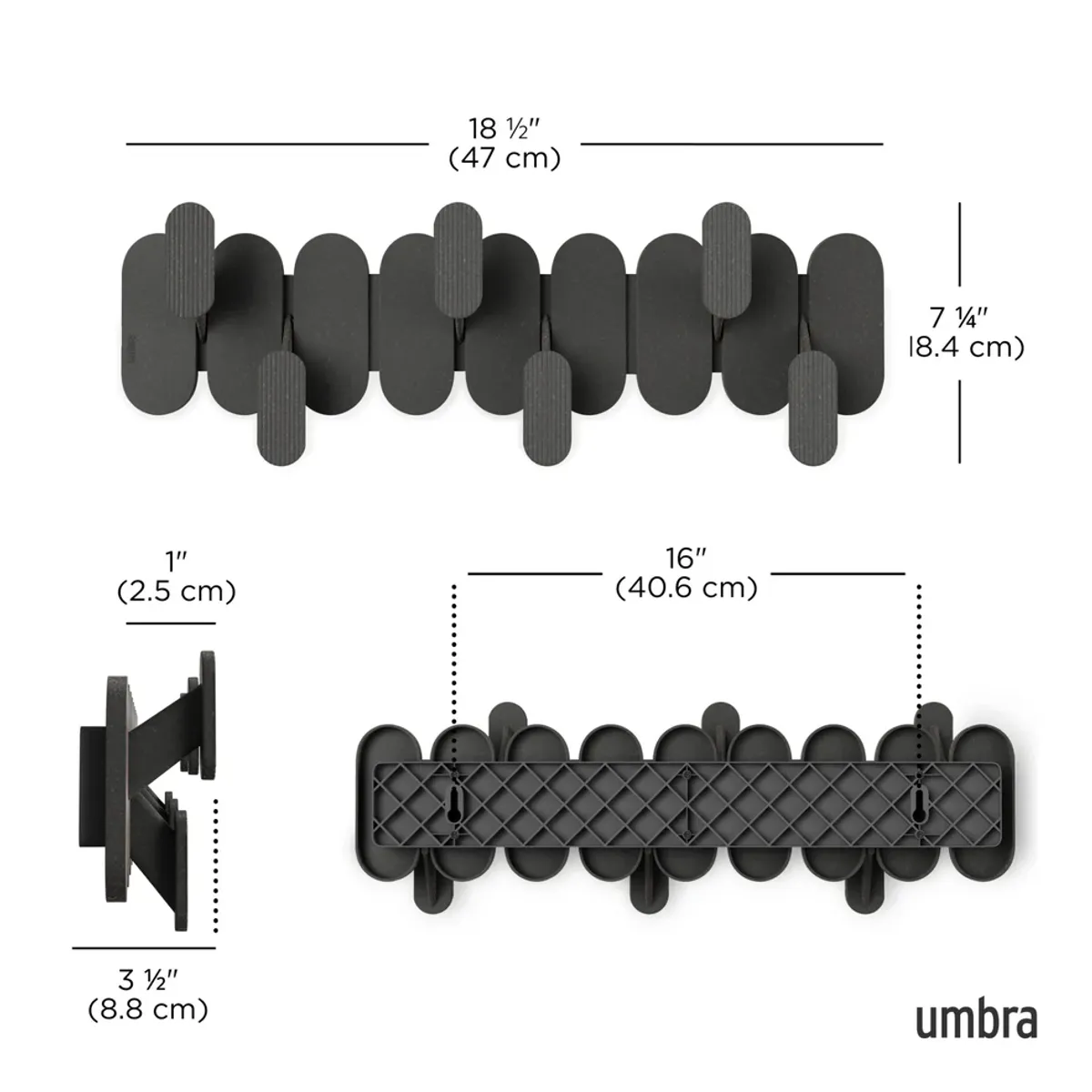Umbra Tempo 6 Knaggrekke Sort
