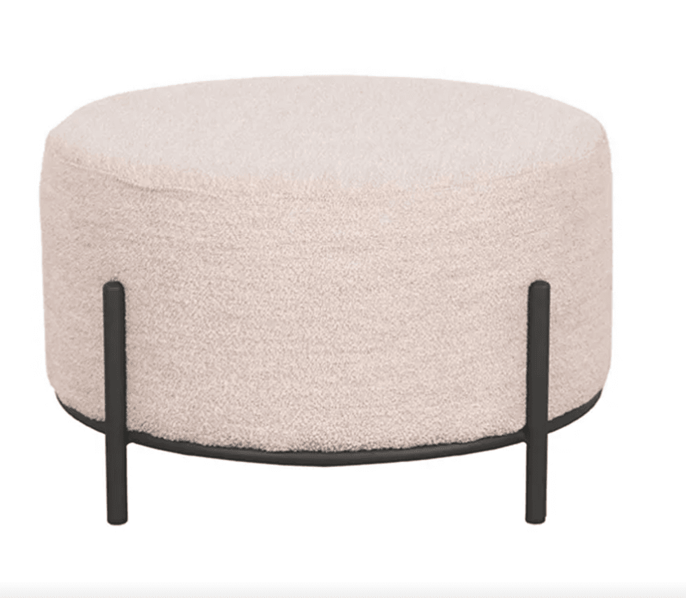 Trend Collection Troy Puff XL Bouclé Natur – Ø57 x H34 cm