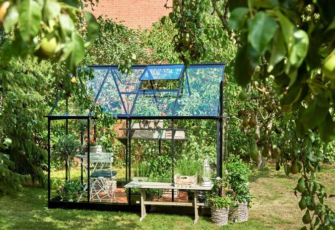 Hovedbilde Halls Drivhus Qube 6 Herdet Glass Sort 4,7 m²
