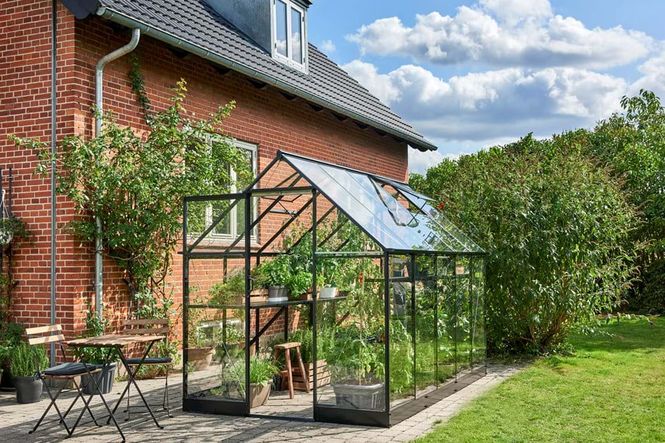 Hovedbilde Halls Drivhus Qube 6 Herdet Glass Sort 5,9 m²