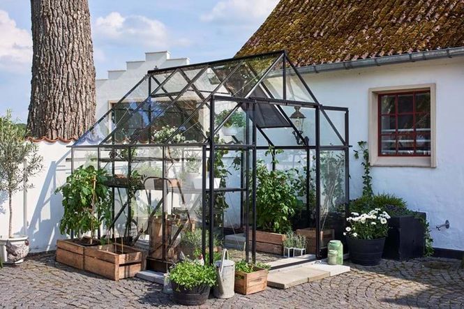 Hovedbilde Halls Drivhus Qube 8 Herdet Glass Sort 6,3 m²