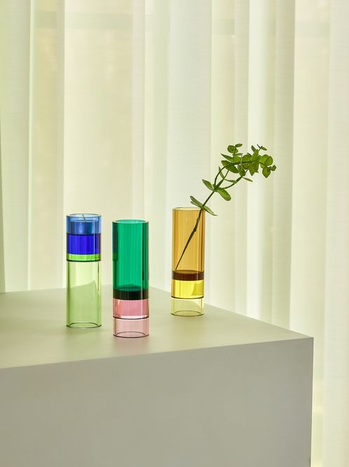 Hovedbilde Hübsch Astra Telysholder/Vase Brun/Gul