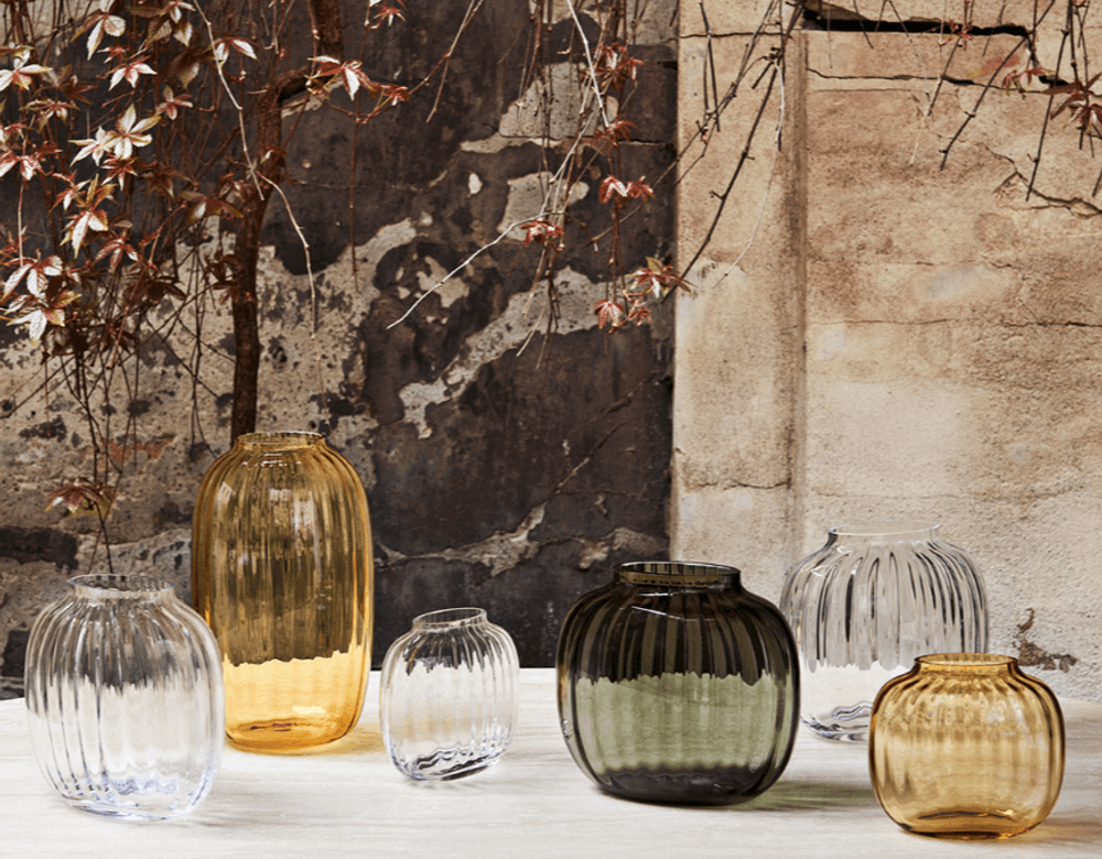 Holmegaard Primula Oval Vase gul H12,5