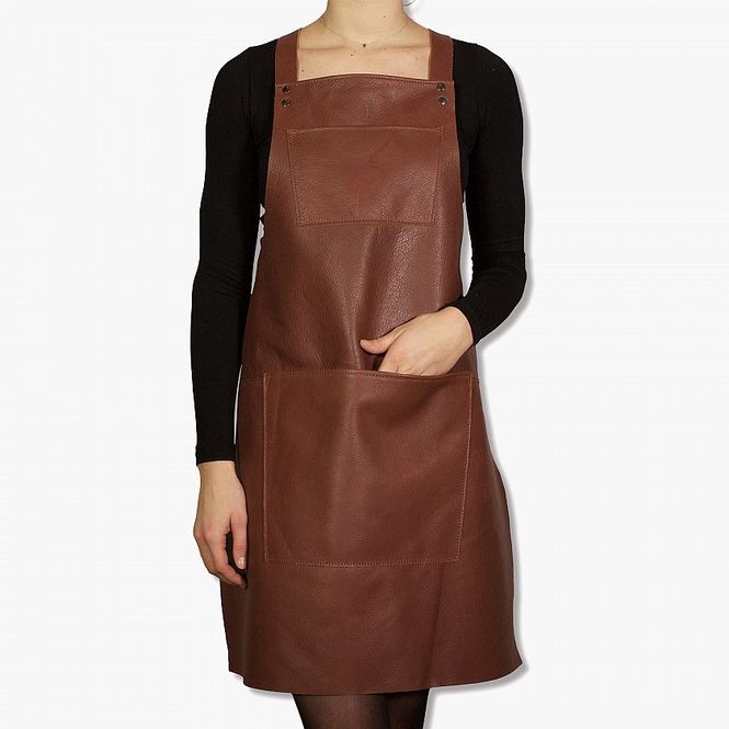 Hovedbilde Dutchdeluxes Suspender Forkle Klassisk Skinn Brun