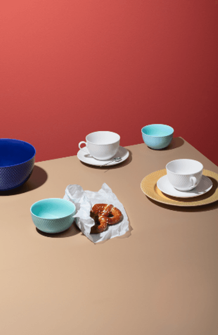 Hovedbilde Lyngby Porcelæn Rhombe Tekopp med skål 39 cl Hvit
