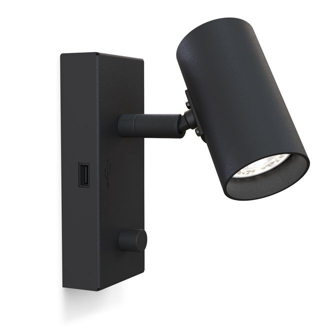 Hovedbilde Belid Tyson Vegglampe USB Venstre Sort
