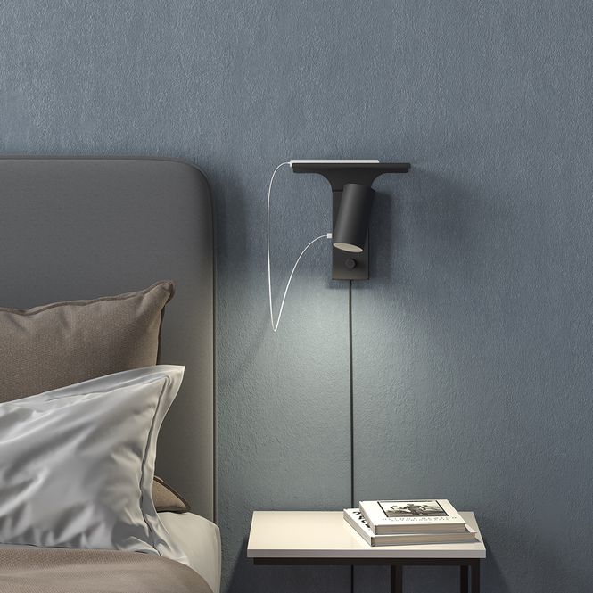 Hovedbilde Belid Tyson vegghylle til lampe sort