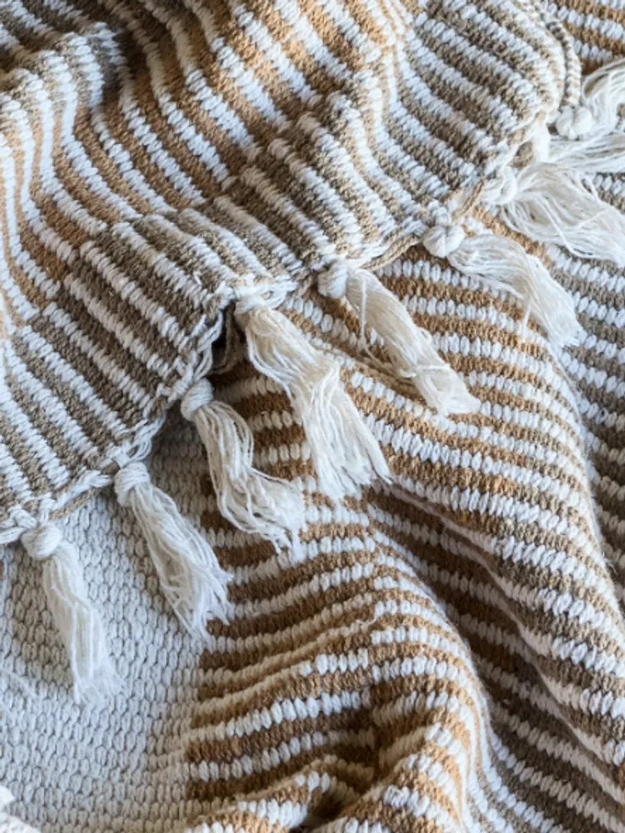 Bloomingville Isnel Pledd Beige/Hvit 130x160 cm