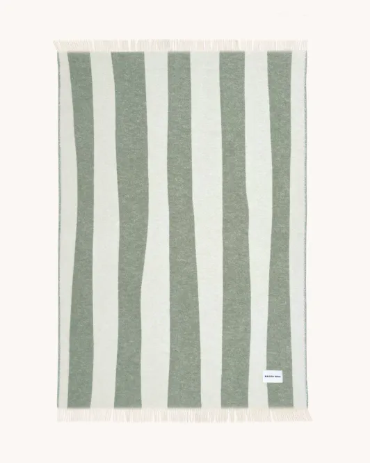 Hovedbilde Maison Deux Rough Stripe Pledd Krem/Agave