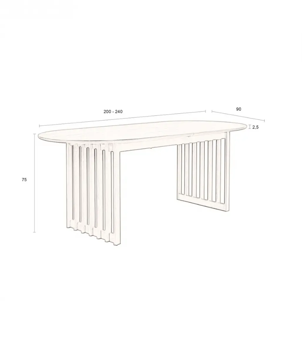 Dutchbone Barlet Spisebord 200-240x90 cm valnøtt