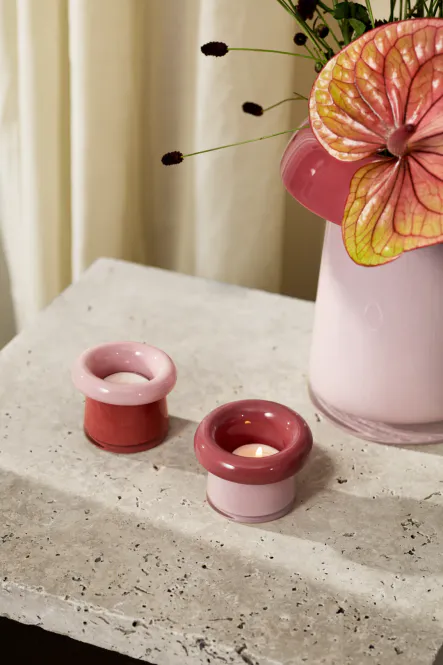 Hovedbilde Holmegaard Soma Telysholder Rosa/Terracotta 2 stk